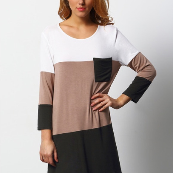 ✨Black cream color block dress/ tunic✨ - Picture 5 of 6